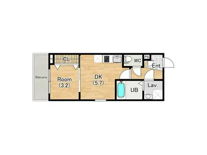 アストラ キシベ(1DK/2階)の間取り写真