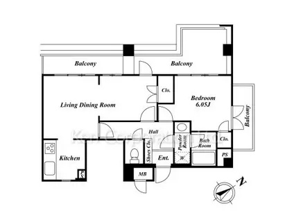 ドルチェ自由ヶ丘(1LDK/5階)の間取り写真