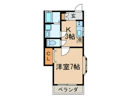 アイルイン祖師谷(1K/2階)の間取り写真