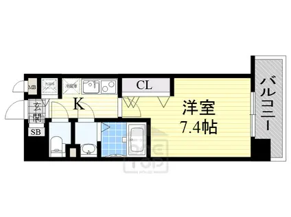 ラグゼ江坂2(1K/11階)の間取り写真