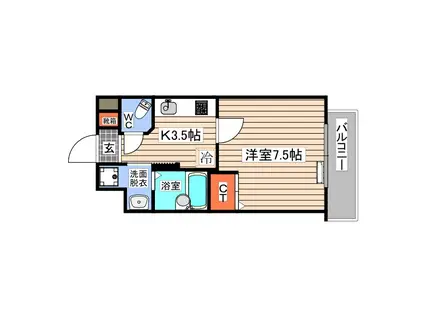 オリオリシティVIII(1K/3階)の間取り写真