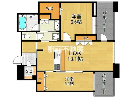 アイランドシティオーシャン&フォレストタ(2LDK/26階)の間取り写真