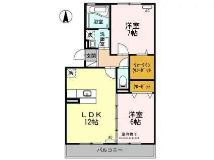 リビングタウン中野美保南A棟(2LDK/2階)の間取り写真