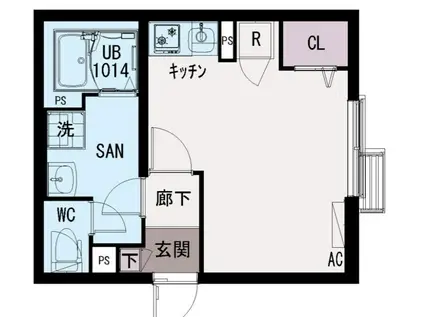 イクシオ六月(ワンルーム/2階)の間取り写真