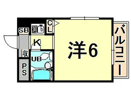 猪名寺パークマンションⅠ(ワンルーム/3階)の間取り写真