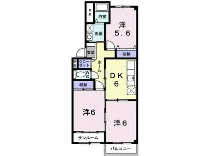 エピナール(3DK/1階)の間取り写真