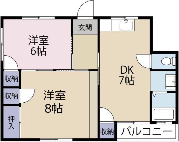 ことぶきマンション(2DK/2階)の間取り写真