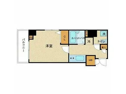 トーシンフェニックス八丁堀(1K/2階)の間取り写真