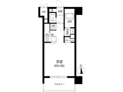 リフェスタ渡辺通(ワンルーム/9階)の間取り写真