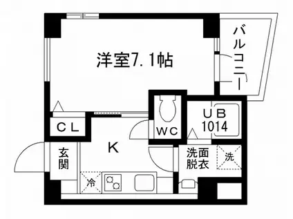 ライフメント国泰寺III(1K/8階)の間取り写真