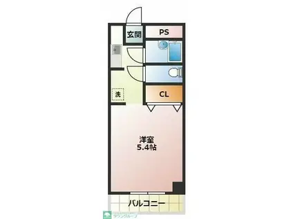 津賀マンション(1K/6階)の間取り写真