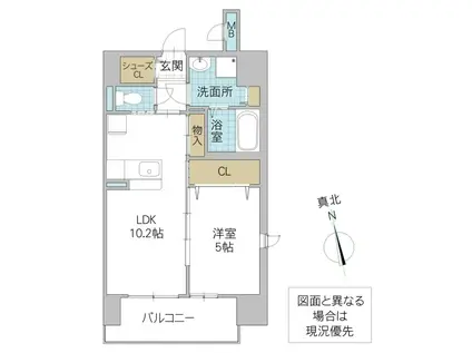 クレアグレイス水戸南町(1LDK/4階)の間取り写真