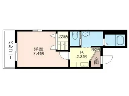 ヴィル ヌーヴ(1K/2階)の間取り写真