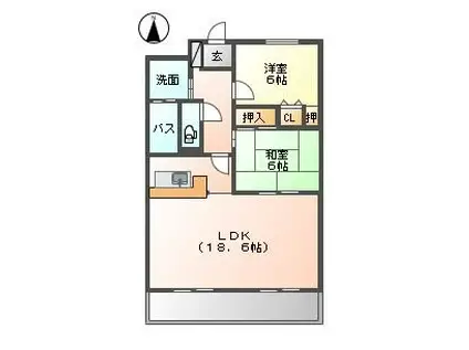 グランドヒルズ神の倉(2LDK/2階)の間取り写真