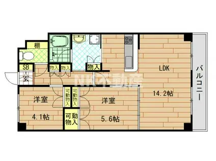 ローレルフラッツ(2LDK/2階)の間取り写真