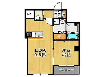 ヴィラモンシャン塚本(1LDK/4階)の間取り写真