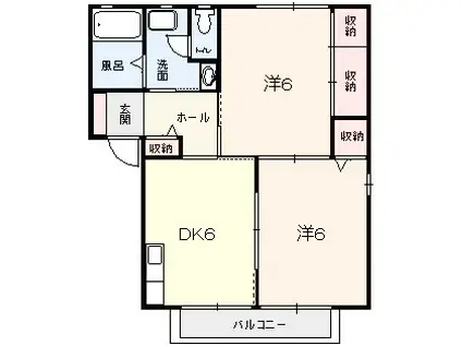 グランデュール昴B(2DK/2階)の間取り写真