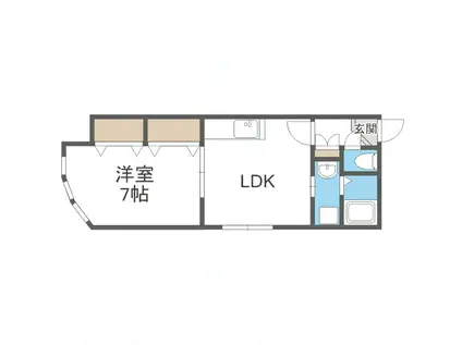 シングルコート南5条(1DK/2階)の間取り写真