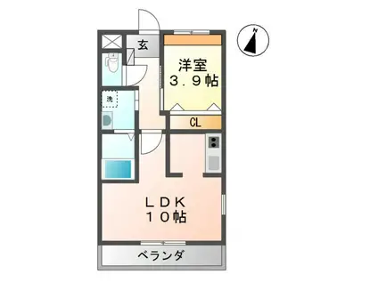 PLUMERIA(1LDK/1階)の間取り写真