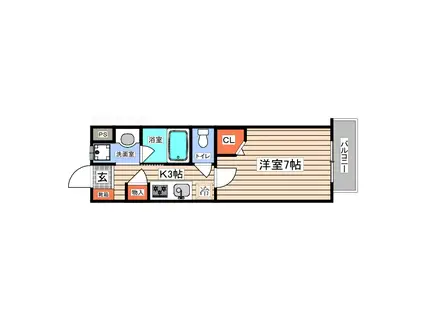 オリオリタウンVII(1K/5階)の間取り写真