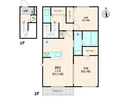 エレガンスプラスIII(2LDK/2階)の間取り写真