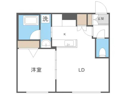 ルシェーヌ桑園(1LDK/4階)の間取り写真