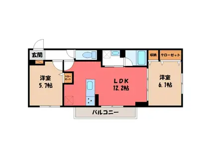 前橋市古市町PJ工事(2LDK/3階)の間取り写真