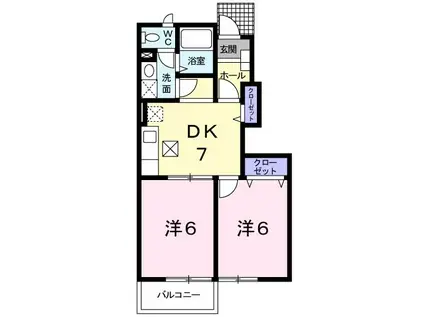 アルバ北出口I(2DK/1階)の間取り写真