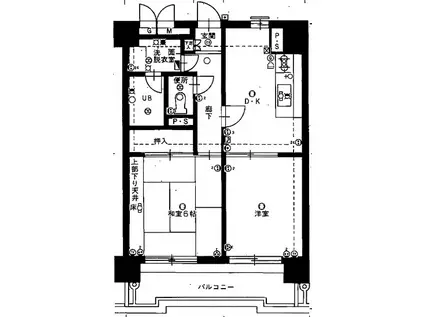 ダイアパレス薬院(2DK/5階)の間取り写真