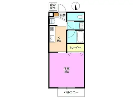 SURPLUSガーデンパレス(1K/2階)の間取り写真