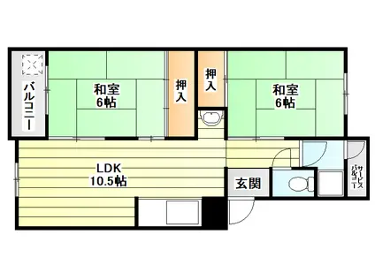 下新庄コーポA棟(2LDK/5階)の間取り写真