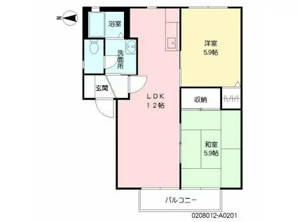 プレステージ華里  I(2LDK/2階)の間取り写真