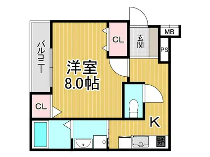 フジパレス尼崎常光寺(1K/1階)の間取り写真