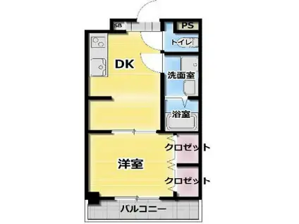 グランシャイニー(1DK/4階)の間取り写真