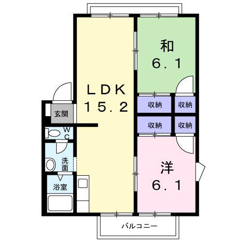 フレグランス藤ノ木 B棟(2LDK/1階)の間取り写真