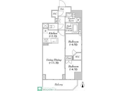 ASMACI MAISON両国II(2LDK/8階)の間取り写真