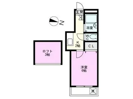 ヤマジンハイツ8(1K/2階)の間取り写真