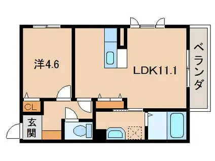 シャーメゾン秋月の杜(1LDK/1階)の間取り写真