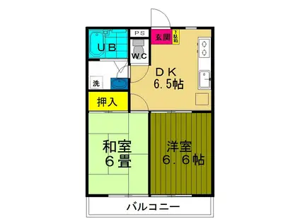 ハイツグラースミア(2DK/2階)の間取り写真