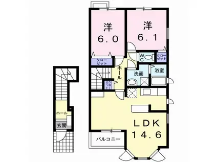 メルティー・アイIIB(2LDK/2階)の間取り写真