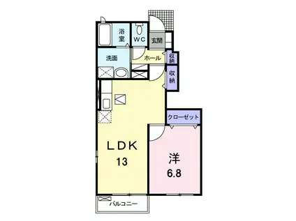 フォレストウィング・K(1LDK/1階)の間取り写真