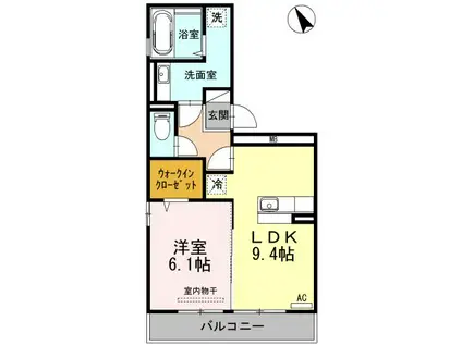 エスペリオ中の島(1LDK/2階)の間取り写真