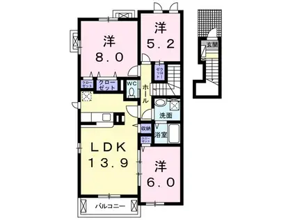 スカイアマランス(3LDK/2階)の間取り写真