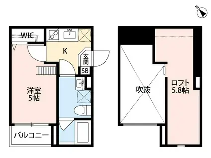 ベイシティヒルズ(1K/2階)の間取り写真