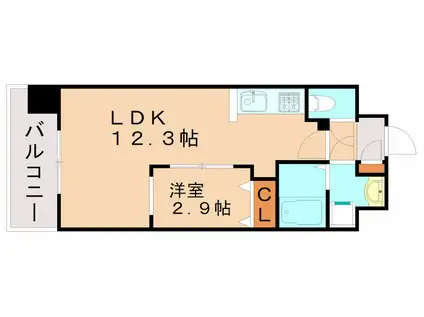 リュシオールレジデンス(1LDK/3階)の間取り写真