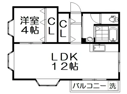 ハーモニーヒルズ下島(1LDK/3階)の間取り写真