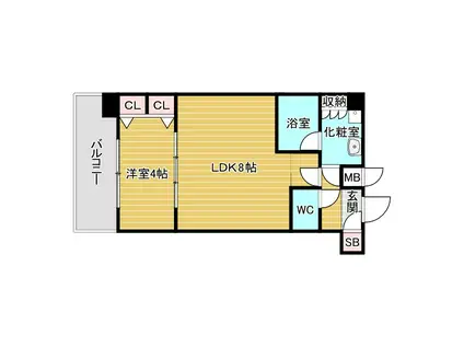 スプランディッドVII(1LDK/8階)の間取り写真