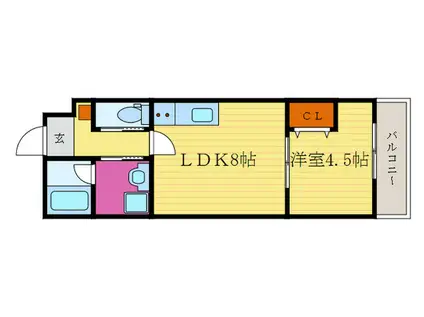 リアン桂ウエスト(1LDK/1階)の間取り写真
