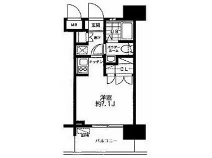 レジディア大森東(ワンルーム/7階)の間取り写真