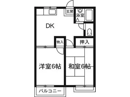 アカギ第三ハイツ(2DK/2階)の間取り写真